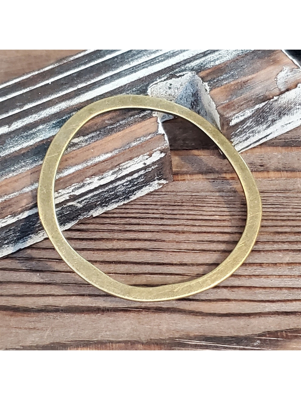 Avant Garde Antique Brass Large Baroque Irregular Wavy Circle Ring Pendant 1 pc